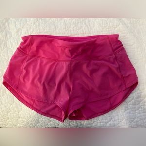 Lululemon Sonic Pink Lowrise Speed Up 2.5 Shorts